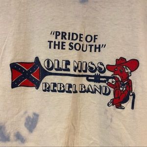 Vintage 👕Hanes Ole Miss Rebel Band “Pride of the South” T-Shirt Red White Blue